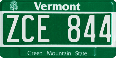 VT license plate ZCE844