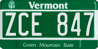 VT license plate ZCE847