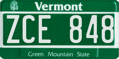 VT license plate ZCE848