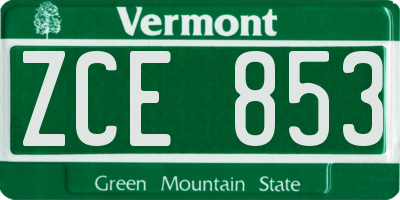 VT license plate ZCE853