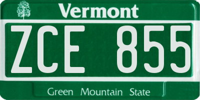 VT license plate ZCE855
