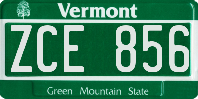 VT license plate ZCE856