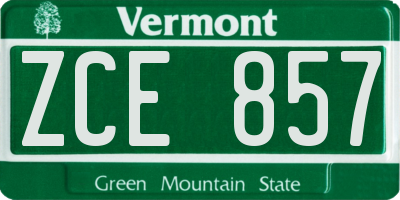 VT license plate ZCE857