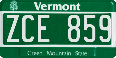VT license plate ZCE859
