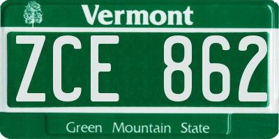 VT license plate ZCE862