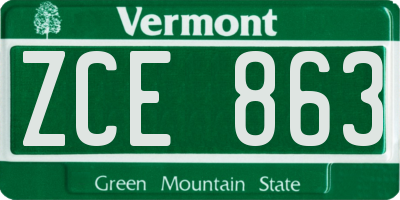 VT license plate ZCE863