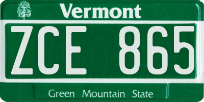 VT license plate ZCE865