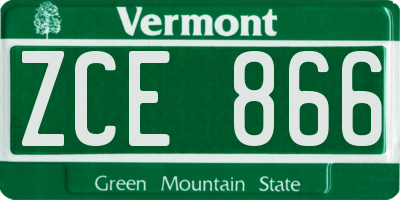 VT license plate ZCE866