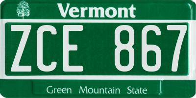 VT license plate ZCE867