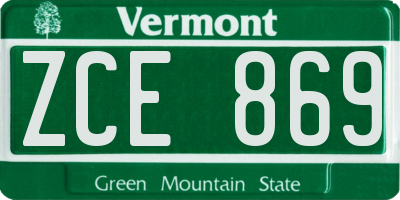 VT license plate ZCE869