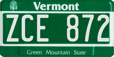 VT license plate ZCE872