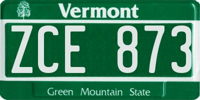 VT license plate ZCE873