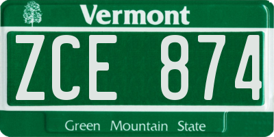 VT license plate ZCE874
