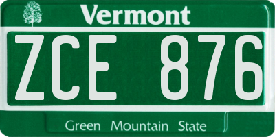 VT license plate ZCE876
