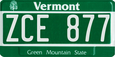 VT license plate ZCE877