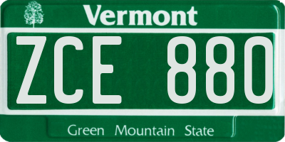 VT license plate ZCE880