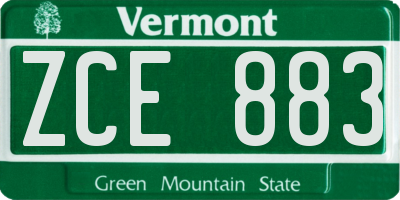 VT license plate ZCE883