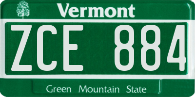 VT license plate ZCE884