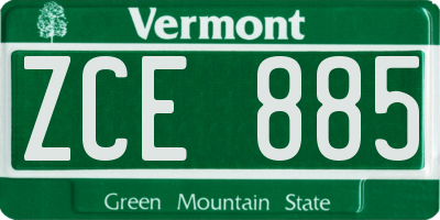 VT license plate ZCE885