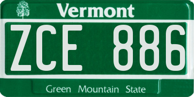 VT license plate ZCE886