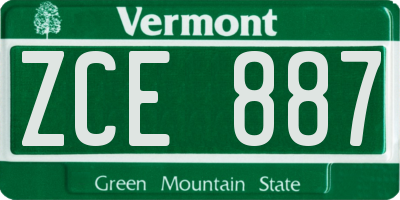 VT license plate ZCE887
