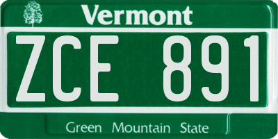 VT license plate ZCE891