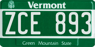 VT license plate ZCE893