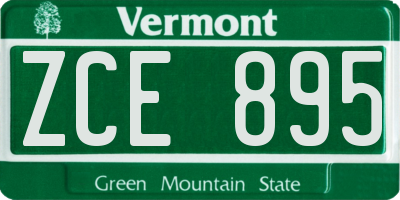 VT license plate ZCE895