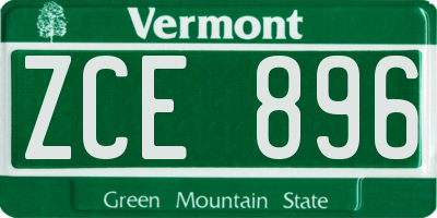VT license plate ZCE896