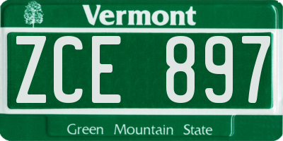 VT license plate ZCE897