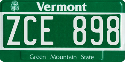 VT license plate ZCE898