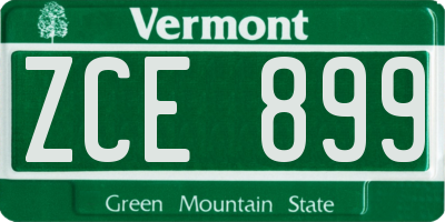 VT license plate ZCE899