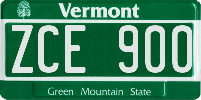 VT license plate ZCE900