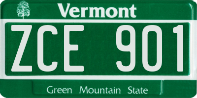 VT license plate ZCE901