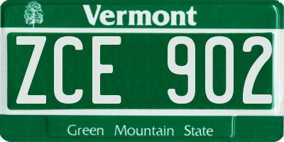 VT license plate ZCE902