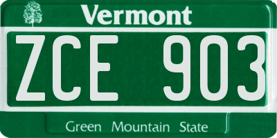 VT license plate ZCE903