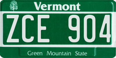 VT license plate ZCE904