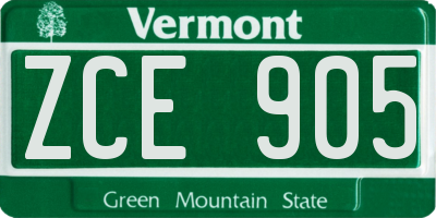 VT license plate ZCE905