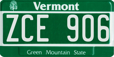 VT license plate ZCE906