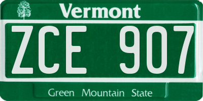 VT license plate ZCE907