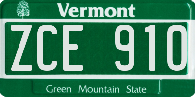 VT license plate ZCE910