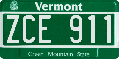VT license plate ZCE911