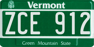 VT license plate ZCE912