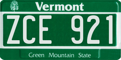 VT license plate ZCE921
