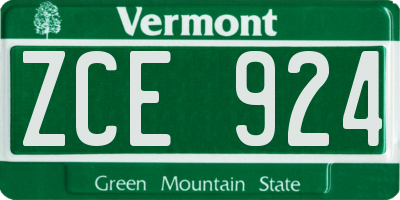 VT license plate ZCE924