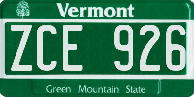 VT license plate ZCE926