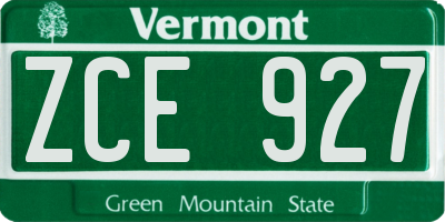 VT license plate ZCE927
