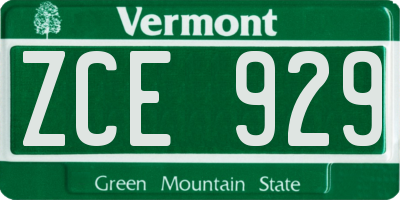 VT license plate ZCE929
