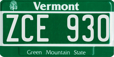 VT license plate ZCE930