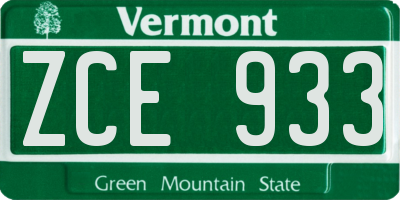 VT license plate ZCE933